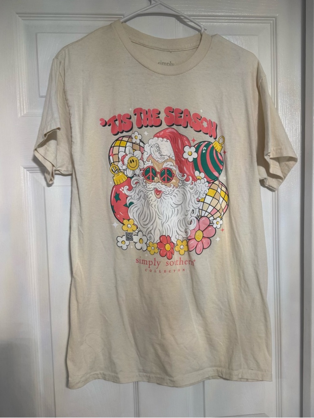 Simply Southern Oversized Cream Graphic Tee with Faded Logo